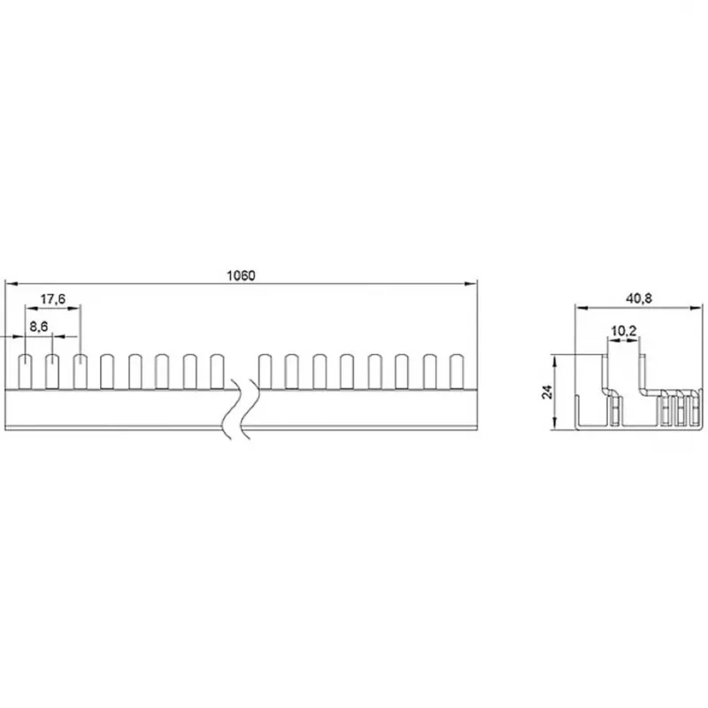 SIEMENS 5ST37730 barramento de pente com pinos 10mm² 3P+N 1000mm