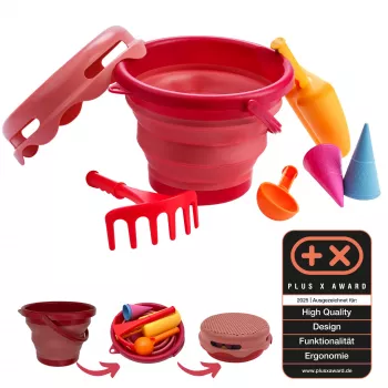 SCHILDKRÖT conjunto de brinquedo de areia 7 em 1 com balde dobrável, vermelho 970245