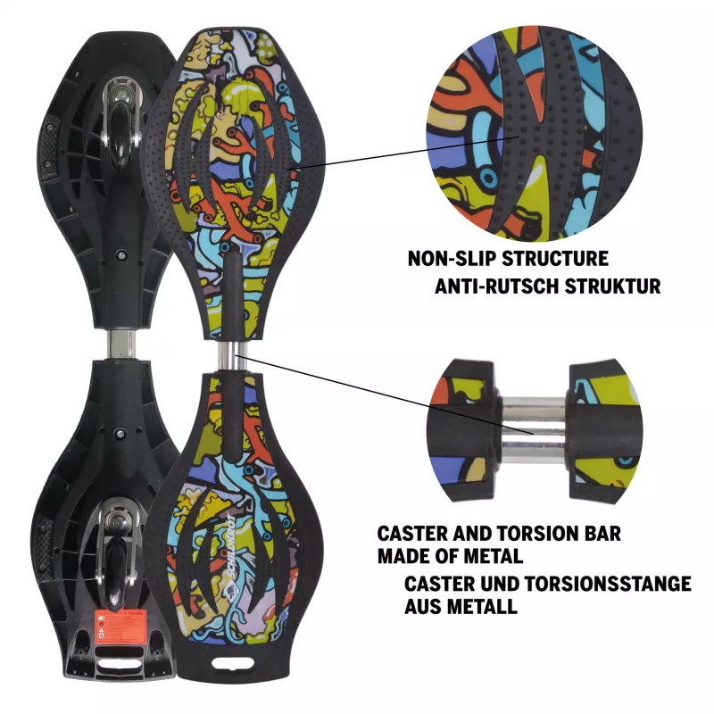 SCHILDKROT Waveboard Good Vibes Graffiti deck grande de plástico com estrutura antiderrapante 510801