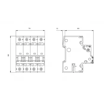 Siemens 5SY66166 disjuntor MCB 3P+N B16 16A 6kA 230/400V AC