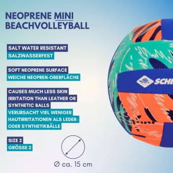 SCHILDKROT mini bola de vólei de praia em neoprene tamanho 2 superfície têxtil macia resistente à água salgada 970342