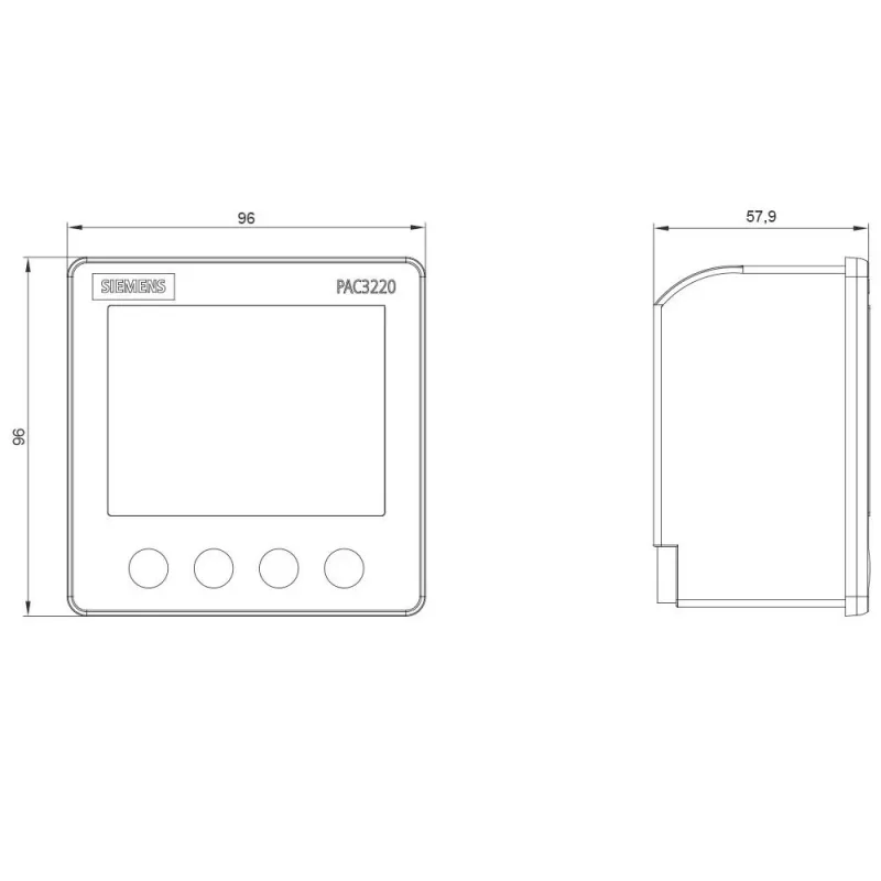 Siemens SENTRON PAC3220 Analisador de potência, Modbus TCP, LCD, 96x96mm montagem em painel, 690/400V AC, 24-60V DC tensão auxiliar, terminais de parafuso 7KM32201BA011EA0
