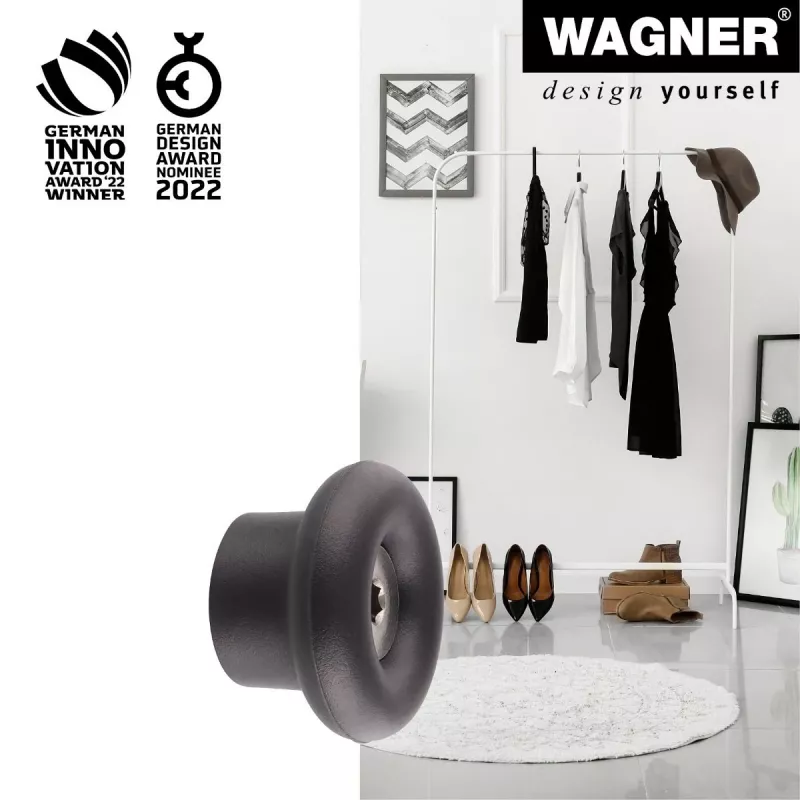 Wagner design yourself DOT GH 0201 Gancho de parede, preto, 1 gancho, montagem com parafusos, plástico 17020121