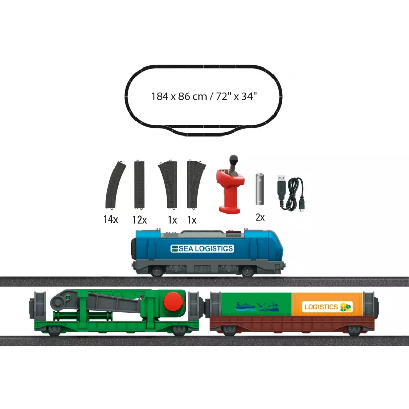 Märklin 29349 H0 conjunto inicial Logística de contentores com locomotiva diesel série 232 e 3 vagões porta-contentores