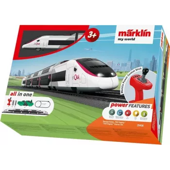 Märklin TGV Duplex H0 Conjunto de comboio digital de 5 peças com Mobile Station 2, branco/preto 029406
