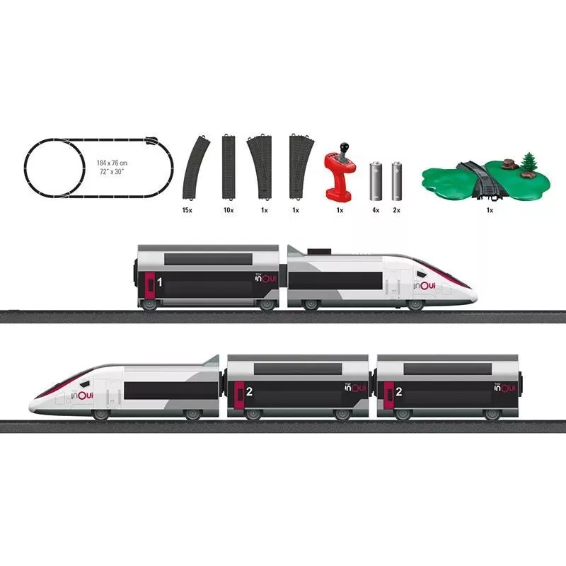 Märklin TGV Duplex H0 Conjunto de comboio digital de 5 peças com Mobile Station 2, branco/preto 029406