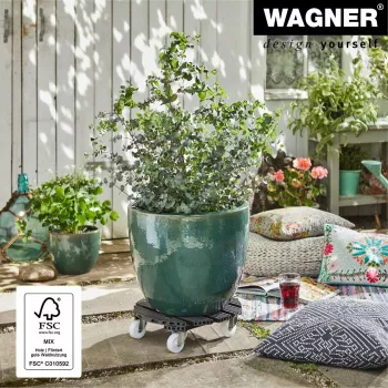 WAGNER design yourself Suporte com rodas para plantas GH0558 plástico, Ø 38,5 cm verde-escuro redondo, 1 unid. 20055801