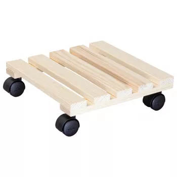 WAGNER design yourself Suporte com rodas para plantas GH0037, madeira de faia, bege, quadrado, 29 x 29 x 8,3 cm, capacidade de carga 100 kg 20003701