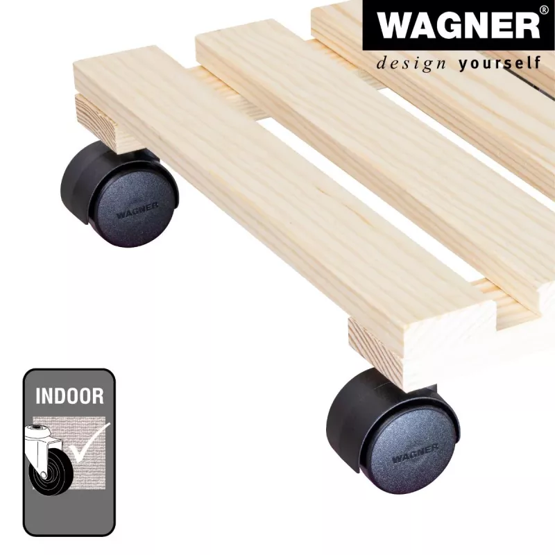 WAGNER design yourself Suporte com rodas para plantas GH0037, madeira de faia, bege, quadrado, 29 x 29 x 8,3 cm, capacidade de carga 100 kg 20003701