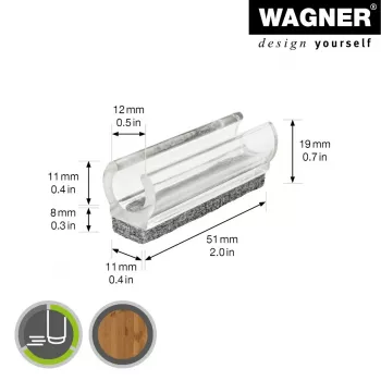 Wagner design yourself EH 0690 Deslizadores para móveis Clip-On, plástico, pernas redondas de 12 mm, pack de 4, branco 15069099