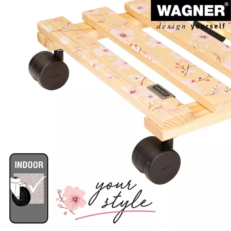 WAGNER design yourself suporte com rodas para plantas GH0646 motivo quadrado em madeira 29 x 8 cm 20064601