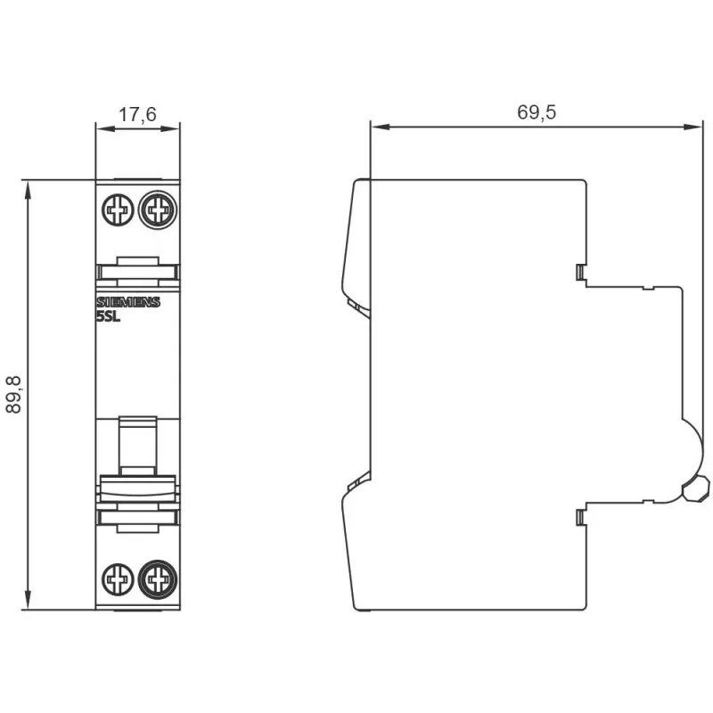 Siemens SENTRON 5SL6010-6 disjuntor automático, 1P+N, C10, 230V, 6kA
