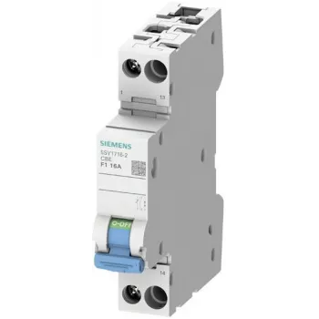 Siemens 5SY1710-2 disjuntor 1 polo 1A curva Z com contacto auxiliar integrado