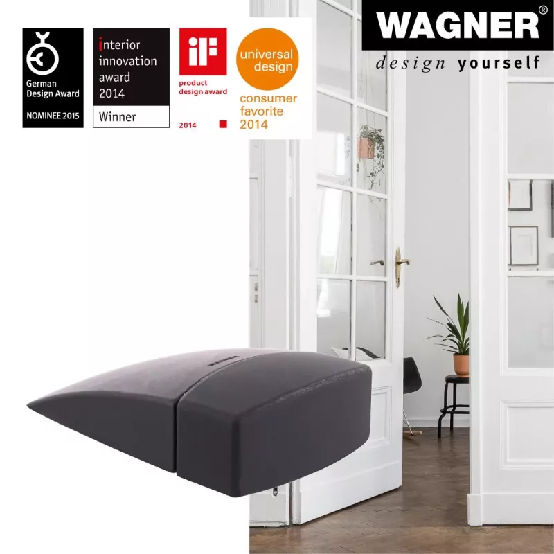 Wagner design yourself EH 5150 batente de porta de chão, zamac e plástico, níquel mate, 45 mm altura 15515011