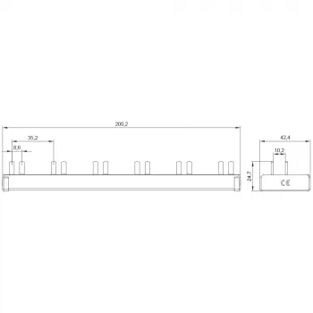 SIEMENS 5ST36760 barramento de pente 10mm² 1P+N 12 módulos, 6 AFDD + 6 componentes