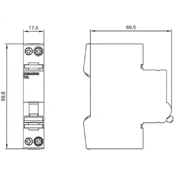 Siemens 5SL60166MC disjuntor magnetotérmico 2 polos 16 A curva C, 6 kA