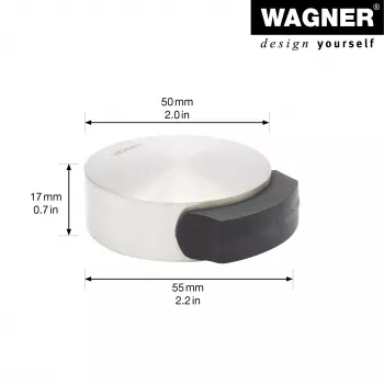 Wagner Design Yourself EH 5111 batente de porta de chão, zamac com anel de borracha, níquel acetinado, 50 mm de diâmetro (15511111)