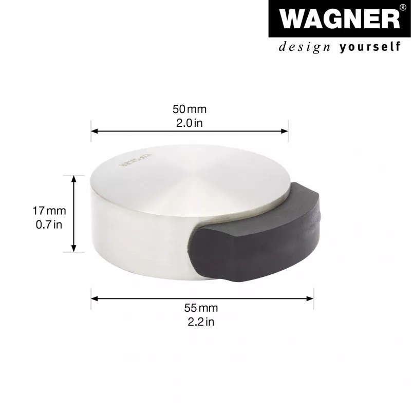Wagner Design Yourself EH 5111 batente de porta de chão, zamac com anel de borracha, níquel acetinado, 50 mm de diâmetro (15511111)