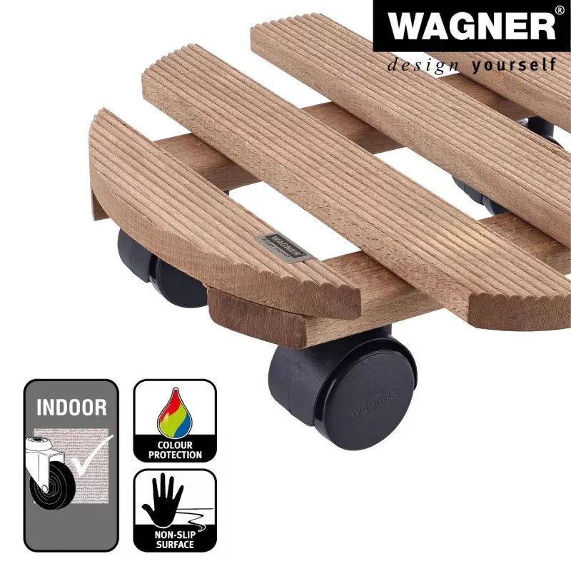 WAGNER Multiroller Country palissandro carrinho redondo para plantas, madeira maciça de palissandro, 300 mm, 100 kg 20018301