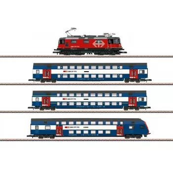 Märklin 81195 escala Z conjunto de comboio - S-Bahn Zurique locomotiva elétrica SBB e carruagens de dois pisos