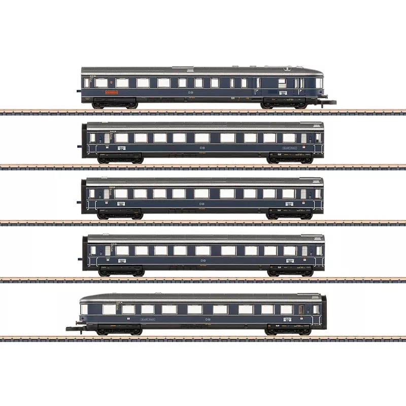 Märklin 087615 conjunto de carruagens Z Blauer Enzian DB, MHI (conjunto de 3 carruagens de passageiros)