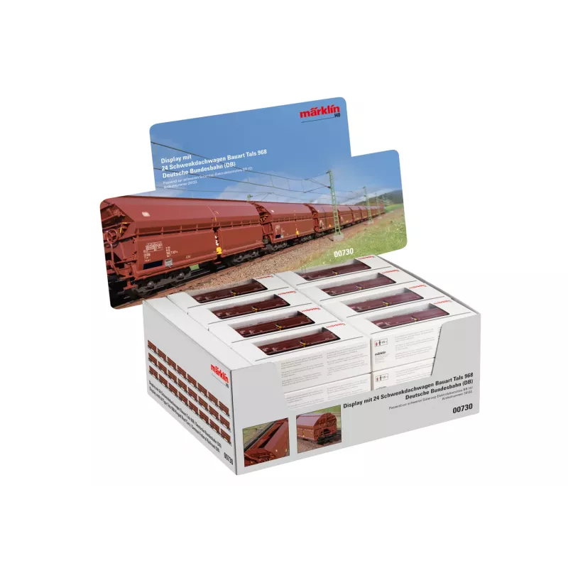 Märklin 000730 H0 Conjunto de 24 Peças Carruagens de Teto Deslizante Tals 968 DB Época IV AC
