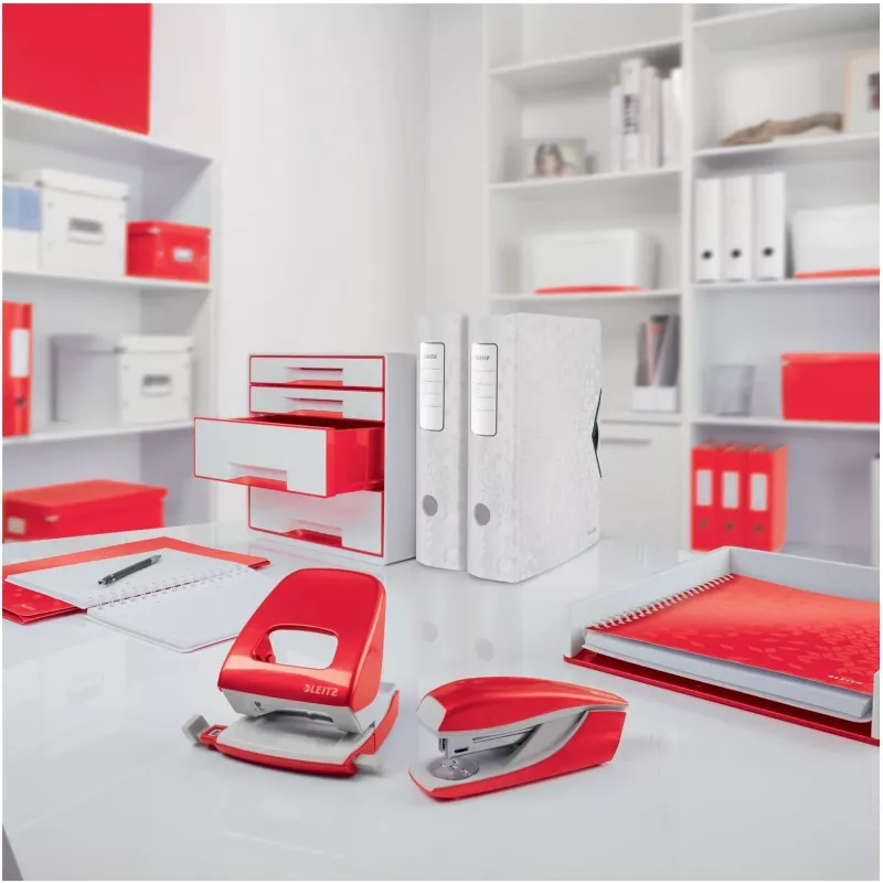 LEITZ Mini NeXXt WOW 5060 vermelho perfurador 10 folhas 2 furos 5060-10-26