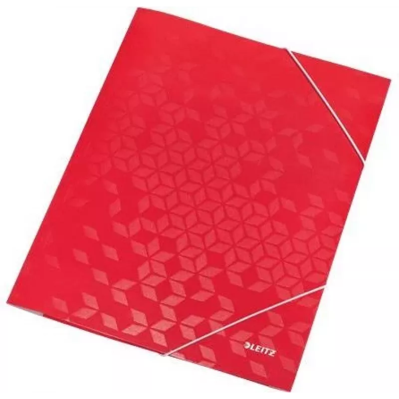 LEITZ WOW pasta de documentos com elástico A4, cartão revestido a PP, vermelho, elásticos nos cantos, 3 abas interiores, capacidade de 150 folhas 3982-00-26