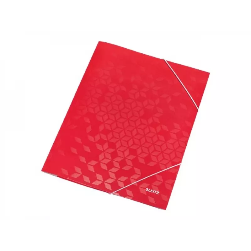 LEITZ WOW pasta de documentos com elástico A4, cartão revestido a PP, vermelho, elásticos nos cantos, 3 abas interiores, capacidade de 150 folhas 3982-00-26