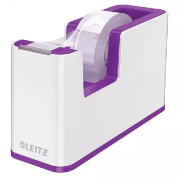 LEITZ WOW Duo Colour fita-cola de mesa, violeta/branco, base lastrada, lâmina metálica, inclui fita adesiva 5364-10-62