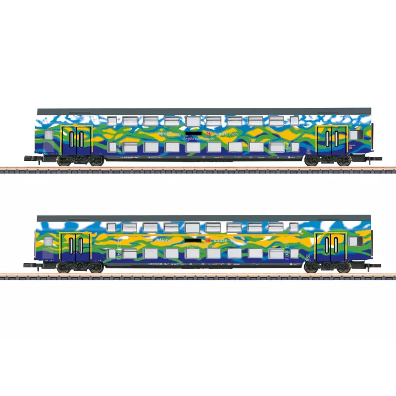 Märklin 87306 conjunto de carruagens de dois pisos escala Z Touristik 1 da DB AG - 2 carruagens intermédias de dois pisos