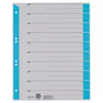 LEITZ A4 Separadores de cartão azul-claro, pack de 25, furação universal 16523030