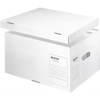 Leitz 61040000 caixa de arquivo Infinity, branco, pack de 10, A4/Folio, empilhável, cartão reciclado