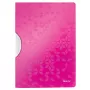 Pasta de pinça LEITZ WOW ColorClip A4 rosa metálico com superfície em relevo 3D, interior cinzento-claro, 1 unidade 4185-00-23