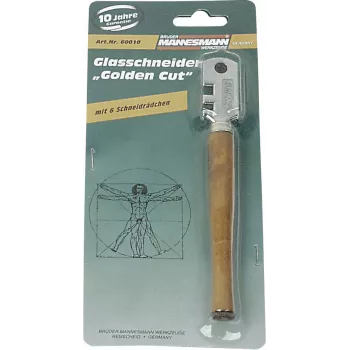 Cortador de vidro Brüder Mannesmann 60010 com roda de carboneto de tungsténio e cabo de madeira