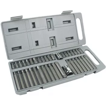 Brüder Mannesmann conjunto profissional de 40 bits para chaves de fendas, aço S2, sextavado 1/4 polegadas, fenda/Phillips/Pozidriv/sextavado interior/Torx/Torx Tamper-Resistant, suporte de bits magnético, adaptador de chave de caixa, mala robusta 187-40