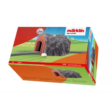Märklin H0 túnel de via única com portal de pedra detalhado, cinzento e laranja 72202