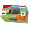 Märklin H0 túnel de via única com portal de pedra detalhado, cinzento e laranja 72202