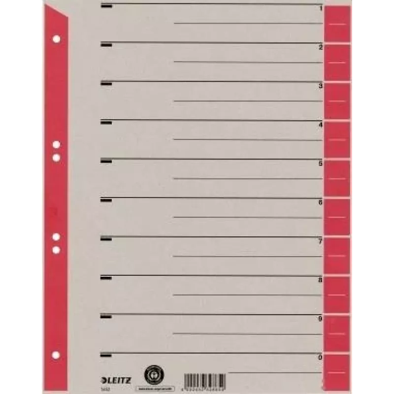 LEITZ Separadores de cartão A4, vermelho, 25 folhas (16523025)