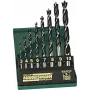 Brüder Mannesmann M54308 Conjunto de brocas para madeira, 8 peças, 3–10 mm, ponta de centrar, aço carbono, maleta de plástico