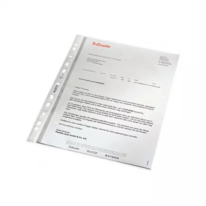 LEITZ 47960000 Capa perfurada A4, polipropileno 0,07 mm, transparente, pack de 100