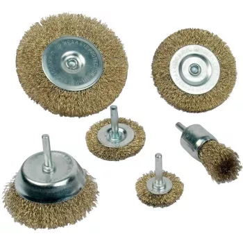 Brüder Mannesmann MAN 43806 Conjunto de 6 escovas de arame – escovas manuais e de broca de aço, latão e nylon para remoção de ferrugem e limpeza