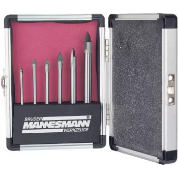 Brüder Mannesmann Conjunto de 6 brocas para vidro | Ponta de carboneto de tungsténio | 3-10 mm