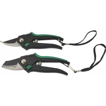 BRÜDER MANNESMANN Conjunto de tesouras de jardim metálicas leves, 2 peças, lâminas temperadas de aço inoxidável, punhos de plástico antiderrapantes - 1 conjunto (M63202)