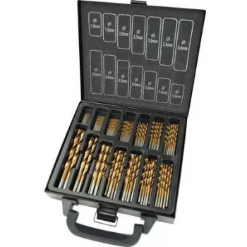 Brüder Mannesmann M54399 Conjunto de brocas helicoidais HSS 99 peças revestidas a TiN haste cilíndrica