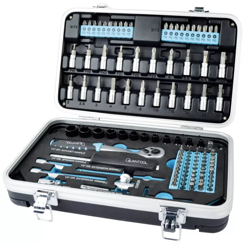 BRÜDER MANNESMANN QUANTOOL Q25003 conjunto de 116 peças de pontas de 1/4 de polegada com pontas de segurança