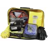 BRÜDER MANNESMANN Kit de emergência e avaria automóvel com triângulo de sinalização, colete refletor, kit de primeiros socorros, cabo de reboque, cabos de arranque, luvas de trabalho em bolsa de nylon amarelo néon (M01782)