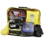 BRÜDER MANNESMANN Kit de emergência e avaria automóvel com triângulo de sinalização, colete refletor, kit de primeiros socorros, cabo de reboque, cabos de arranque, luvas de trabalho em bolsa de nylon amarelo néon (M01782)