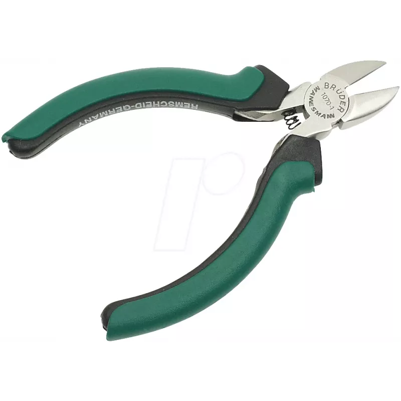 BRÜDER MANNESMANN GREEN LINE Alicate de corte diagonal para eletrónica 115 mm, aço para ferramentas, verde/prateado/preto 1070 1