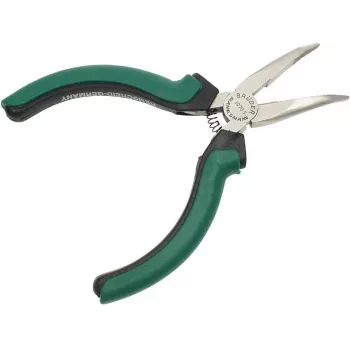 BRÜDER MANNESMANN GREEN LINE Alicate de ponta curva para eletrónica 125 mm, aço para ferramentas, verde/prateado/preto M 1070-5